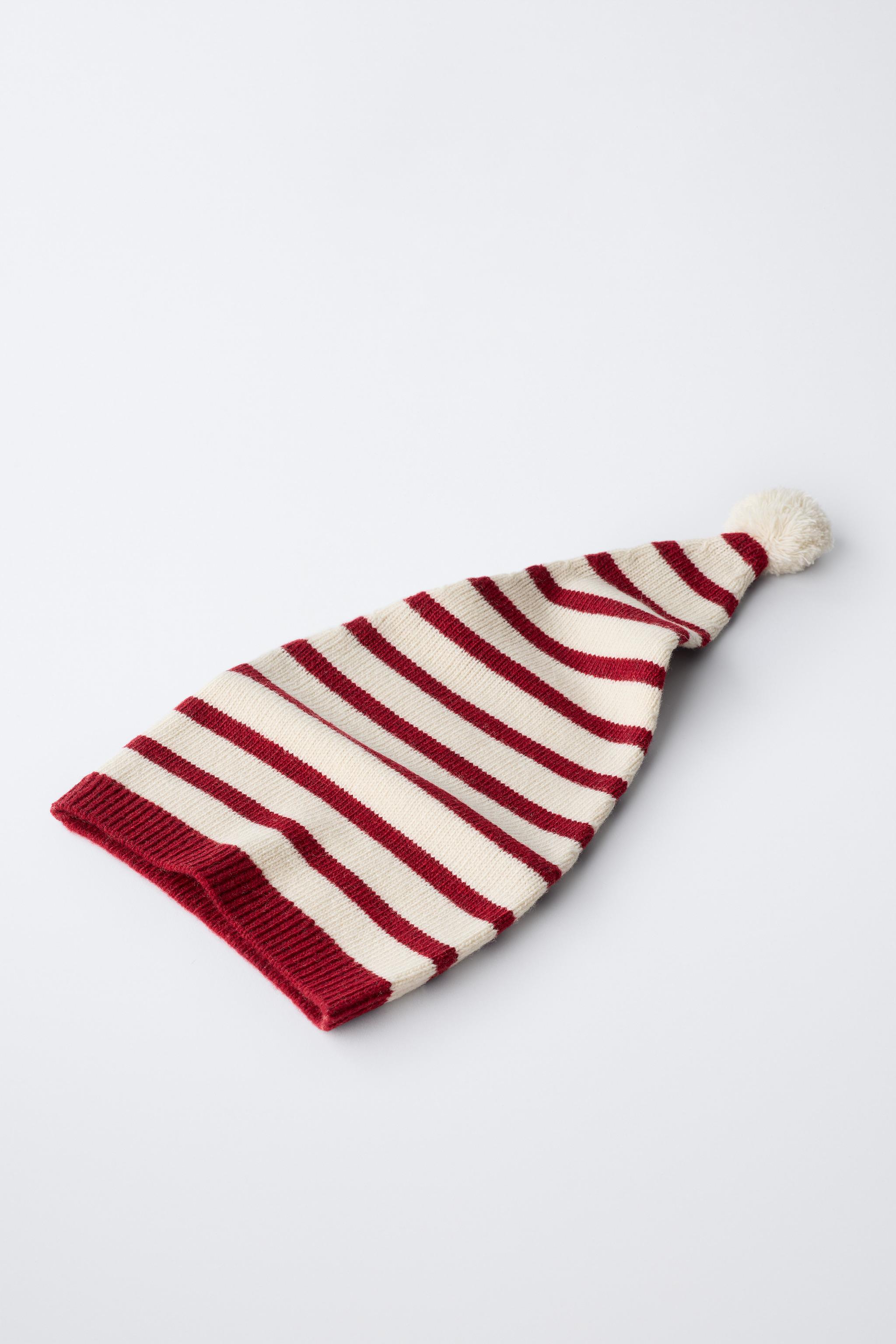 0 MONTHS - 14 YEARS/ STRIPED KNIT HAT WITH WOOL POMPOM